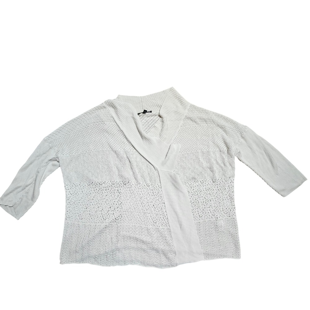 Eileen Fisher Silk Viscose Knit Shawl Collar Sweater L Smart Casual Quiet Luxury